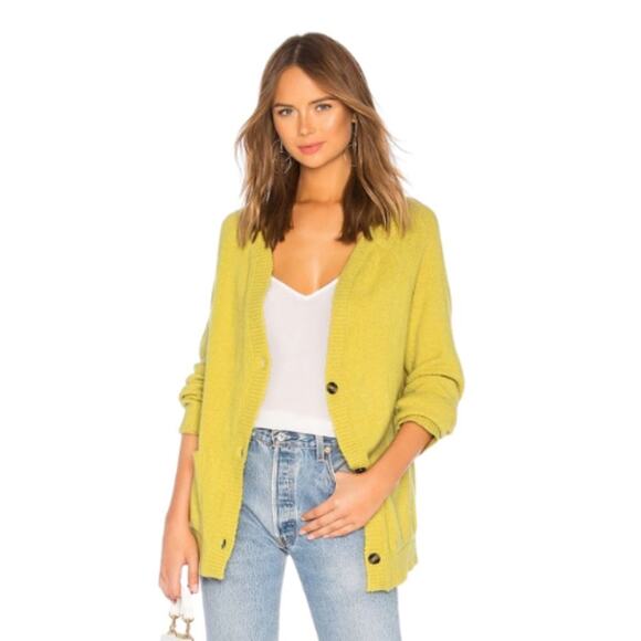 Magaschoni Yellow Chartreuse Cashmere Silk Cardigan Size XS - Picture 1 of 5